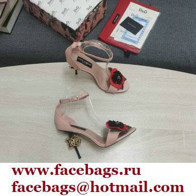 Dolce  &  Gabbana DG Logo Heel 10.5cm Black Red Roses Sandals Nude Pink 2022